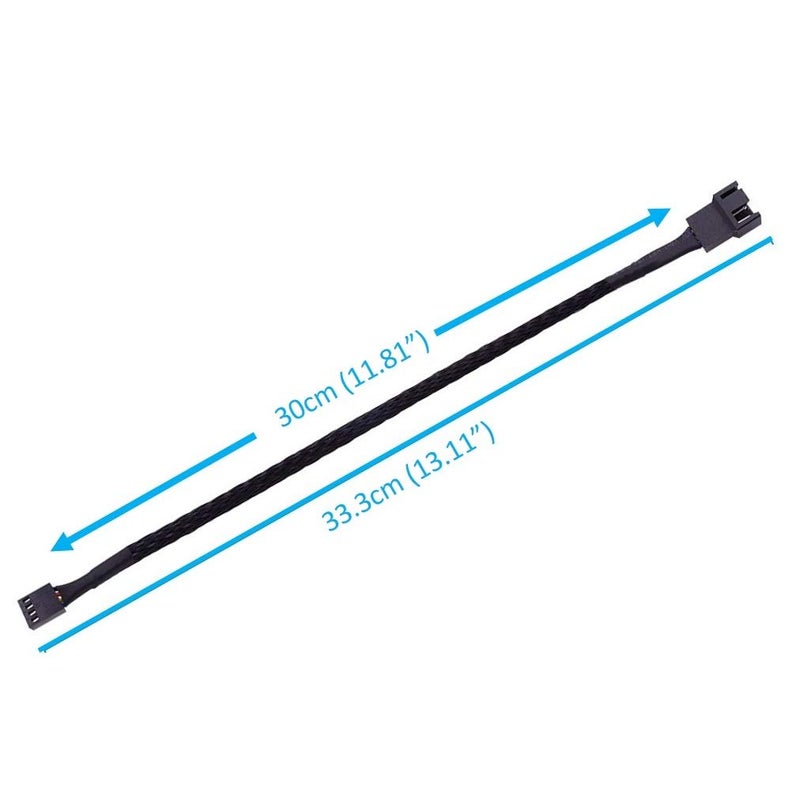 Easycargo 30cm Case Fan Extension Cable, PWM Fan Cable Extension, 3 pin 4 pin Case Fan Power Extension (1-Pack) - Image 2